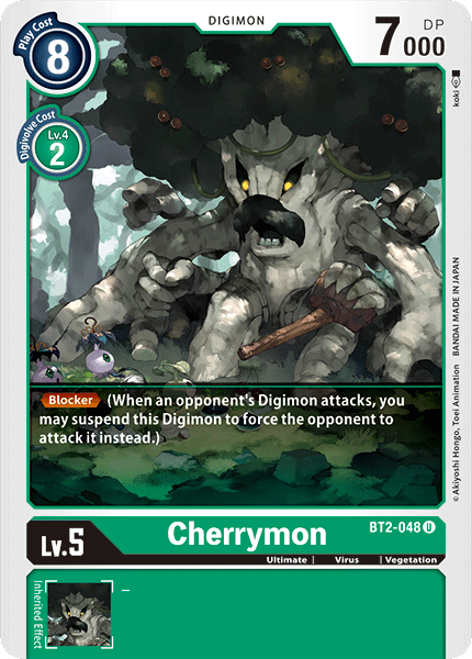 BT2-048, Digimon, Green, Release Special Booster Ver.1.0, Ultimate, Uncommon, Vegetation, Virus Cherrymon [BT2-048] [Release Special Booster Ver.1.0] - Trading Card World