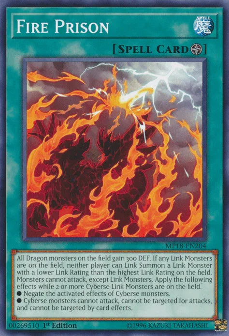 1st Edition, 2018 Mega-Tins Mega Pack, Common, Field Spell, Spell Fire Prison [MP18-EN204] Common - Trading Card World