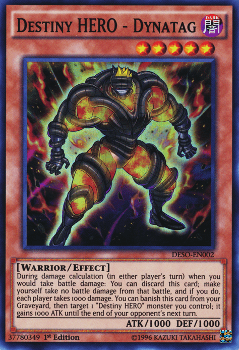 1st Edition, Dark, Destiny Soldiers, Effect Monster, Super Rare, Warrior Destiny HERO - Dynatag [DESO-EN002] Super Rare - Trading Card World