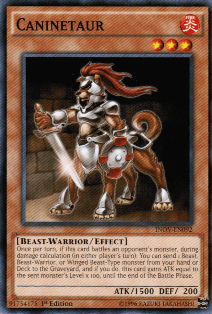 1st Edition, Beast-Warrior, Common, Effect Monster, Fire, Invasion: Vengeance, Unlimited Caninetaur [INOV-EN092] Common - Trading Card World