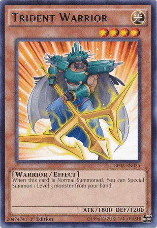 1st Edition, Battle Pack 3: Monster League, Effect Monster, Light, Rare, Warrior Trident Warrior [BP03-EN075] Rare - Trading Card World