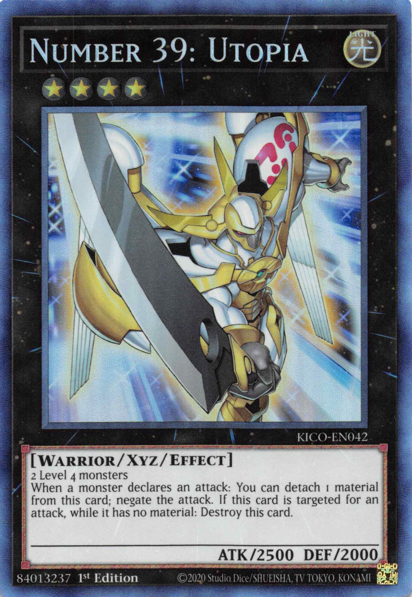 1st Edition, Collector's Rare, King's Court, Light, Warrior, Xyz/Effect monster Number 39: Utopia (Collector's Rare) [KICO-EN042] Collector's Rare - Trading Card World