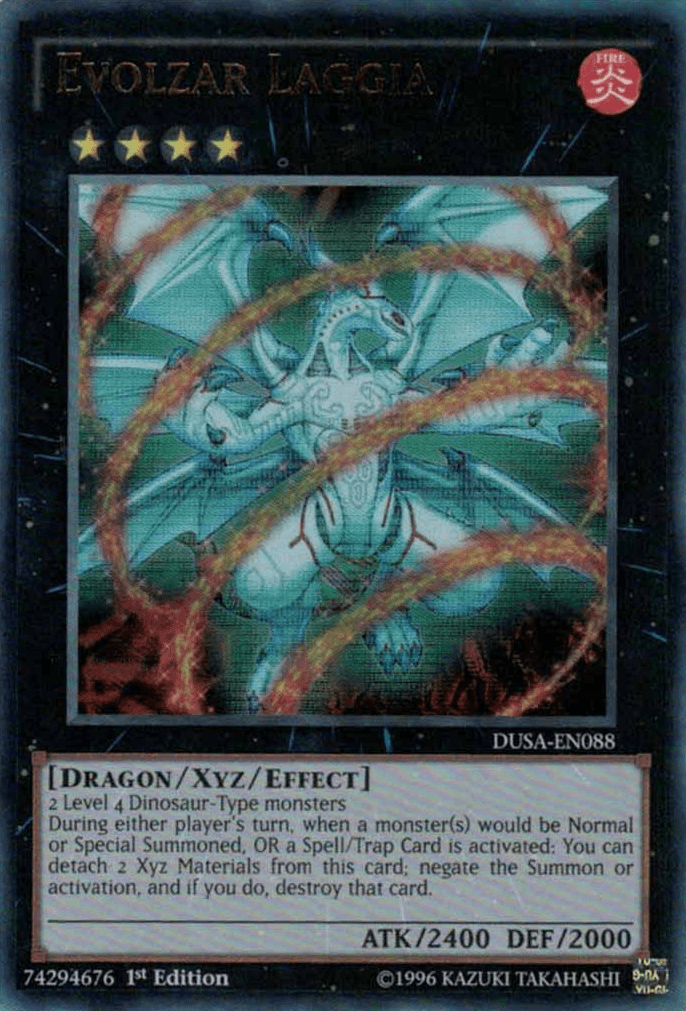 1st Edition, Dragon, Duelist Saga, Fire, Ultra Rare, Xyz/Effect Monster Evolzar Laggia [DUSA-EN088] Ultra Rare - Trading Card World