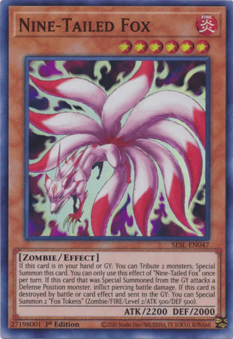 1st Edition, Effect Monster, Fire, Secret Slayers, Super Rare, Zombie Nine-Tailed Fox [SESL-EN047] Super Rare - Trading Card World