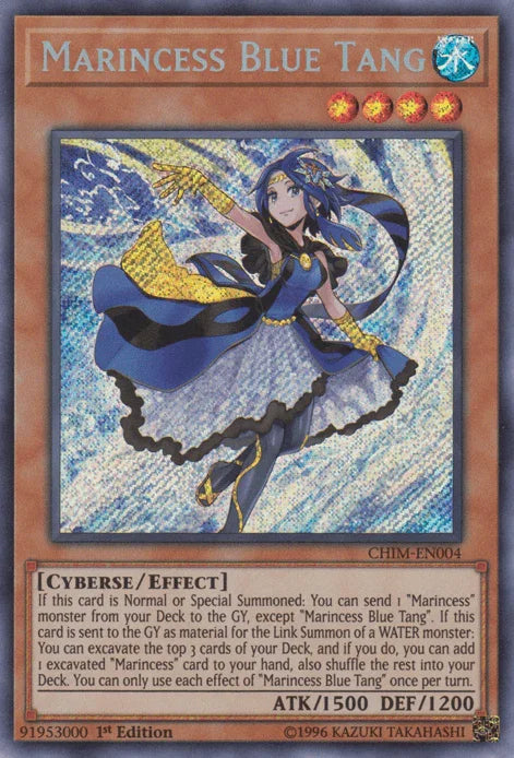 1st Edition, Chaos Impact, Cyberse, Effect Monster, Secret Rare, Unlimited, Water Marincess Blue Tang [CHIM-EN004] Secret Rare - Trading Card World