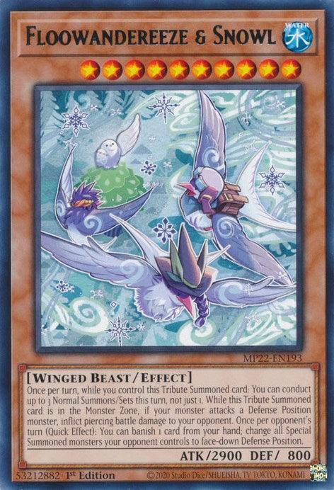 1st Edition, 2022 Tin of the Pharaoh's Gods, Effect Monster, Rare, Water, Winged Beast Floowandereeze & Snowl [MP22-EN193] Rare - Trading Card World