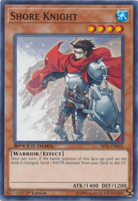 1st Edition, Common, Effect Monster, Speed Duel: Trials of the Kingdom, Warrior, Water Shore Knight [SBTK-EN026] Common - Trading Card World