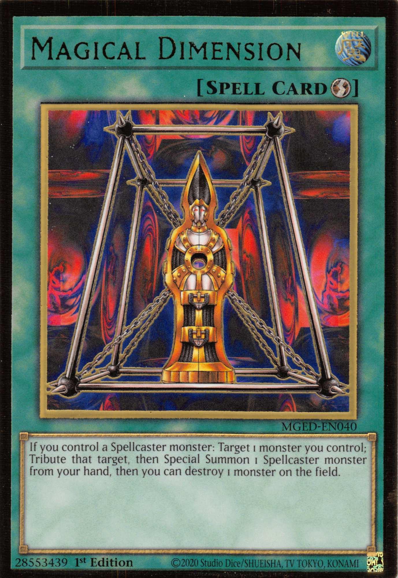 1st Edition, Gold Rare, Maximum Gold: El Dorado, Quick-Play Spell, Spell Magical Dimension [MGED-EN040] Gold Rare - Trading Card World