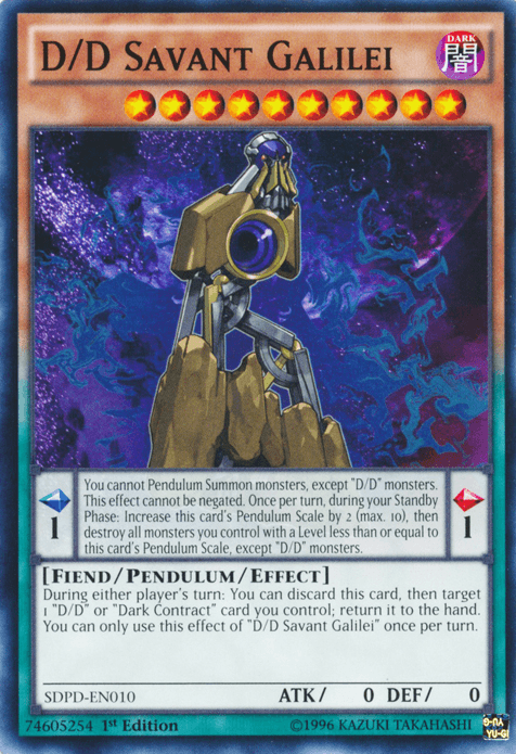 1st Edition, Common, Dark, Fiend, Pendulum/Effect Monster, Structure Deck: Pendulum Domination D/D Savant Galilei [SDPD-EN010] Common - Trading Card World