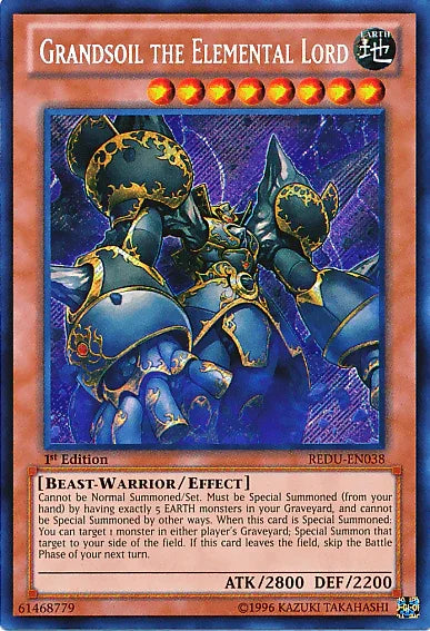 1st Edition, Beast-Warrior, Earth, Effect Monster, Return of the Duelist, Secret Rare, Unlimited Grandsoil the Elemental Lord [REDU-EN038] Secret Rare - Trading Card World