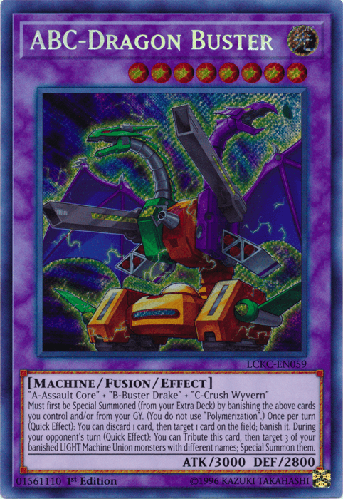 1st Edition, Fusion/Effect Monster, Legendary Collection Kaiba, Light, Machine, Secret Rare, Unlimited ABC-Dragon Buster [LCKC-EN059] Secret Rare - Trading Card World