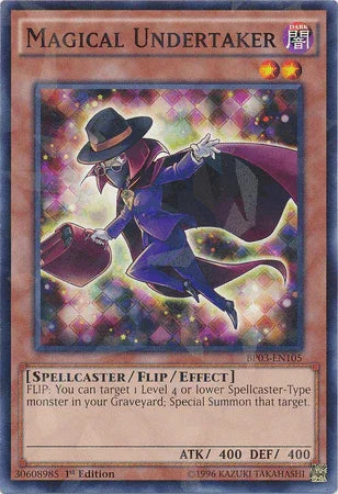 1st Edition, Battle Pack 3: Monster League, Dark, Flip/Effect Monster, Shatterfoil Rare, Spellcaster Magical Undertaker [BP03-EN105] Shatterfoil Rare - Trading Card World