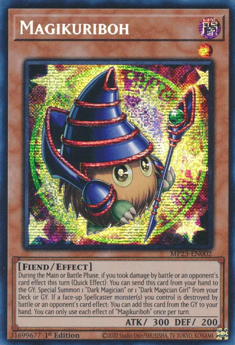 1st Edition, Dark, Dueling Heroes Collectors Tin - Mega Pack (25th Anniversary Edition), Effect Monster, Fiend, Prismatic Secret Rare Magikuriboh [MP23-EN002] Prismatic Secret Rare - Trading Card World