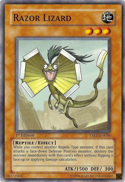 1st Edition, Common, Earth, Effect Monster, Reptile, Tactical Evolution, Unlimited Razor Lizard [TAEV-EN036] Common - Trading Card World
