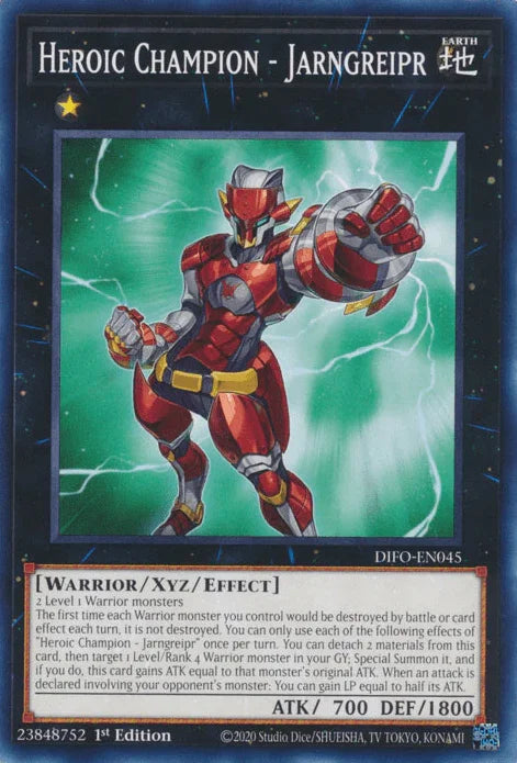 1st Edition, Common, Dimension Force, Earth, Warrior, Xyz/Effect Monster Heroic Champion - Jarngreipr [DIFO-EN045] Common - Trading Card World