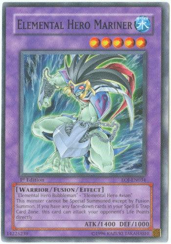1st Edition, Common, Enemy of Justice, Fusion/Effect Monster, Unlimited, Warrior, Water Elemental Hero Mariner [EOJ-EN034] Common - Trading Card World