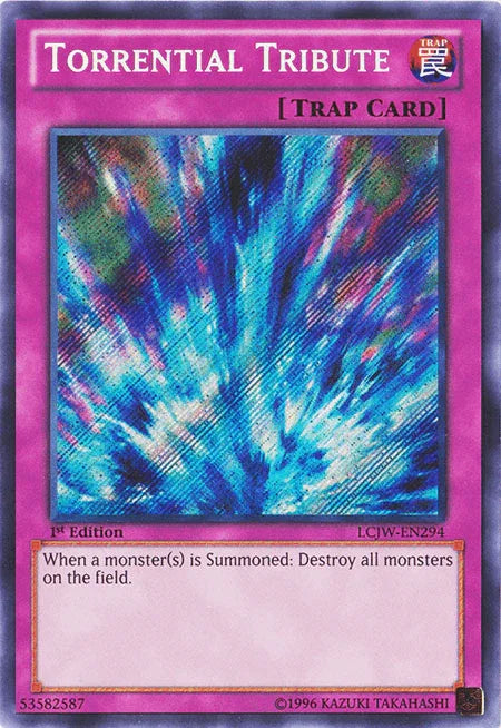 1st Edition, Legendary Collection 4: Joey's World, Normal Trap, Secret Rare, Trap Torrential Tribute [LCJW-EN294] Secret Rare - Trading Card World