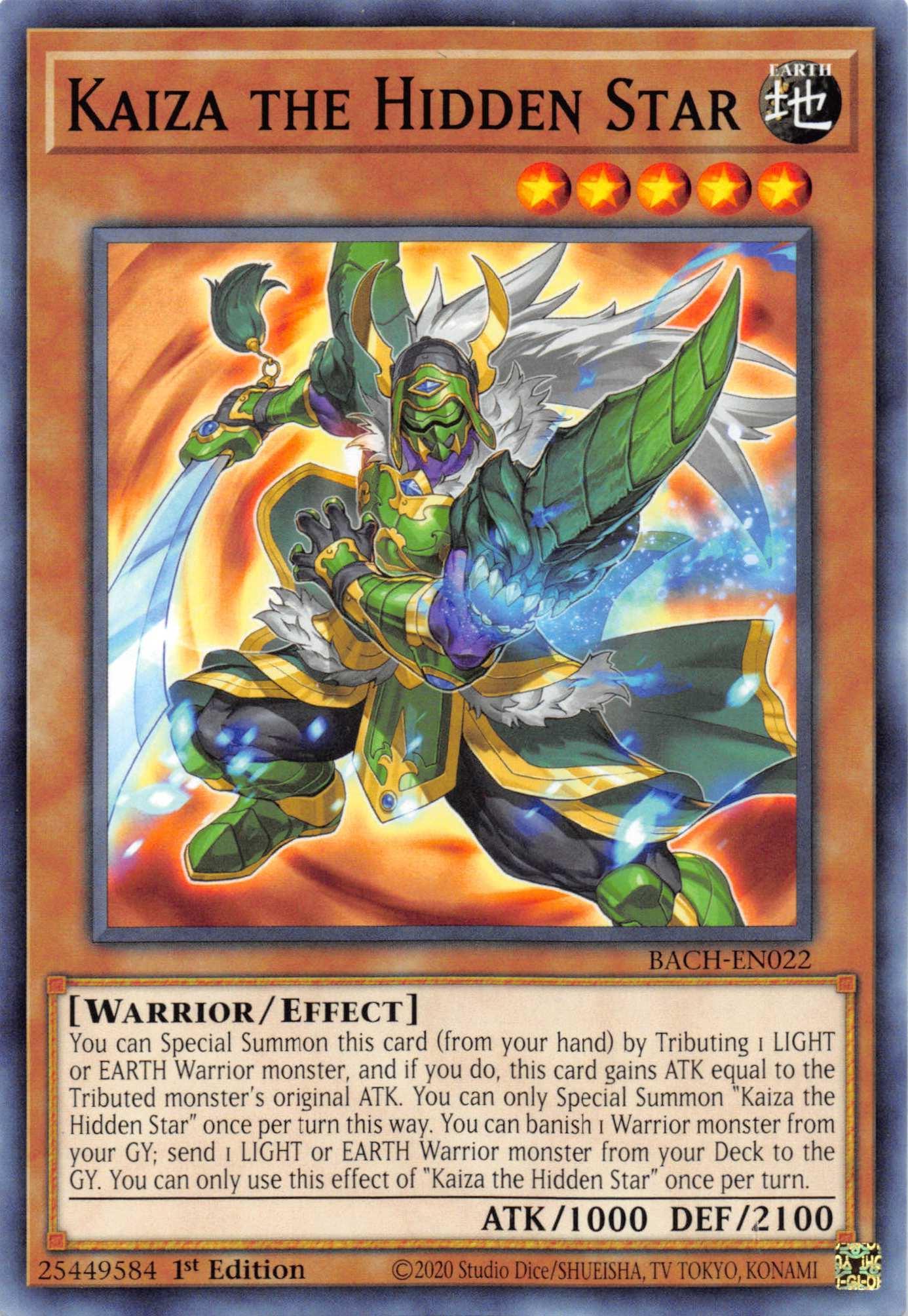 1st Edition, Battle of Chaos, Common, Earth, Effect Monster, Warrior Kaiza the Hidden Star [BACH-EN022] Common - Trading Card World