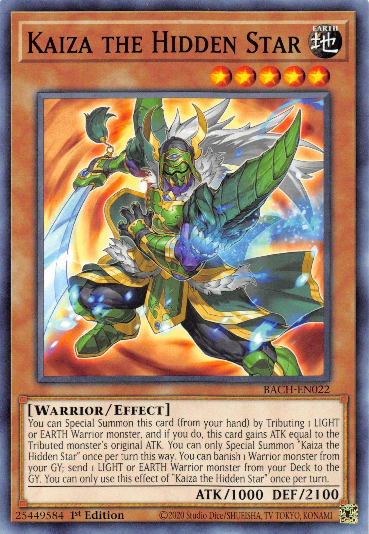 1st Edition, Battle of Chaos, Common, Earth, Effect Monster, Warrior Kaiza the Hidden Star [BACH-EN022] Common - Trading Card World