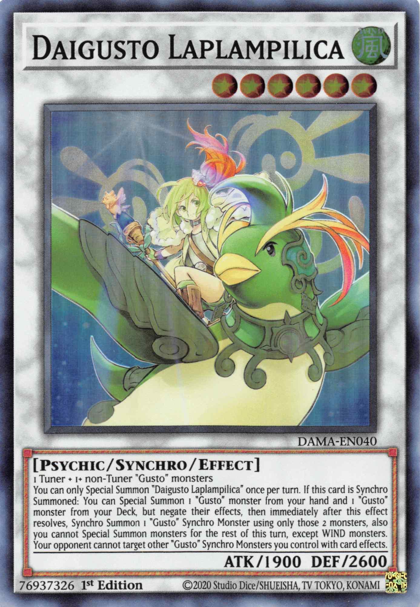1st Edition, Dawn of Majesty, Psychic, Super Rare, Synchro/Effect Monster, Wind Daigusto Laplampilica [DAMA-EN040] Super Rare - Trading Card World
