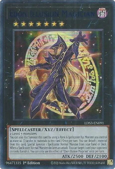 1st Edition, Dark, Legendary Duelists: Season 3, Spellcaster, Ultra Rare, Xyz/Effect Monster Ebon Illusion Magician (Blue) [LDS3-EN091] Ultra Rare - Trading Card World