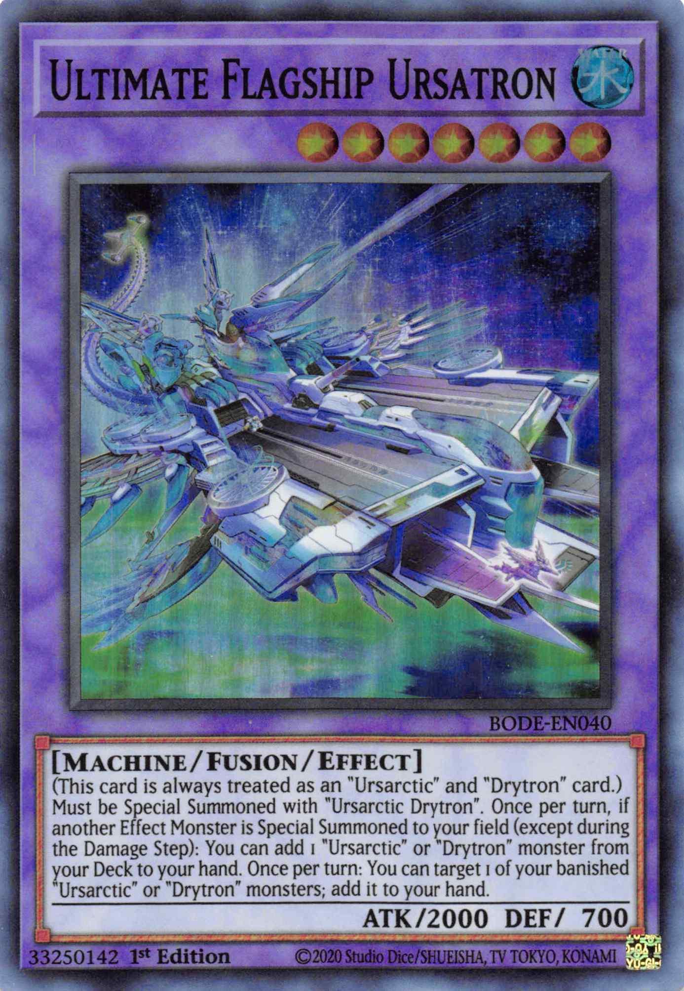 1st Edition, Burst of Destiny, Fusion/Effect Monster, Machine, Super Rare, Water Ultimate Flagship Ursatron [BODE-EN040] Super Rare - Trading Card World