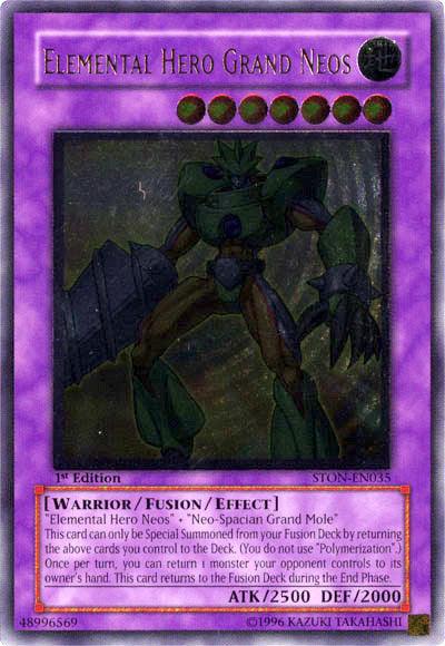 1st Edition, Earth, Fusion/Effect Monster, Strike of Neos, Ultimate Rare, Unlimited, Warrior Elemental Hero Grand Neos [STON-EN035] Ultimate Rare - Trading Card World