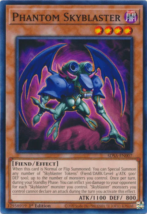 1st Edition, Common, Dark, Effect Monster, Fiend, Structure Deck: Sacred Beasts Phantom Skyblaster [SDSA-EN007] Common - Trading Card World