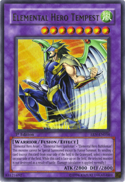 1st Edition, Elemental Energy, Fusion/Effect Monster, Ultra Rare, Unlimited, Warrior, Wind Elemental Hero Tempest [EEN-EN034] Ultra Rare - Trading Card World