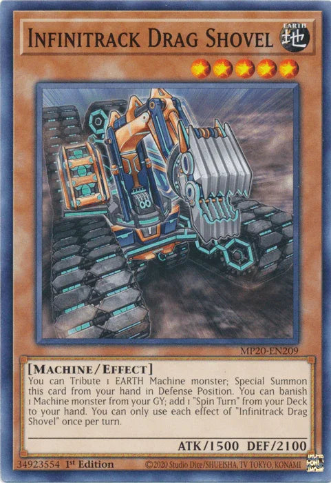 1st Edition, 2020 Tin of Lost Memories, Common, Earth, Effect Monster, Machine Infinitrack Drag Shovel [MP20-EN209] Common - Trading Card World