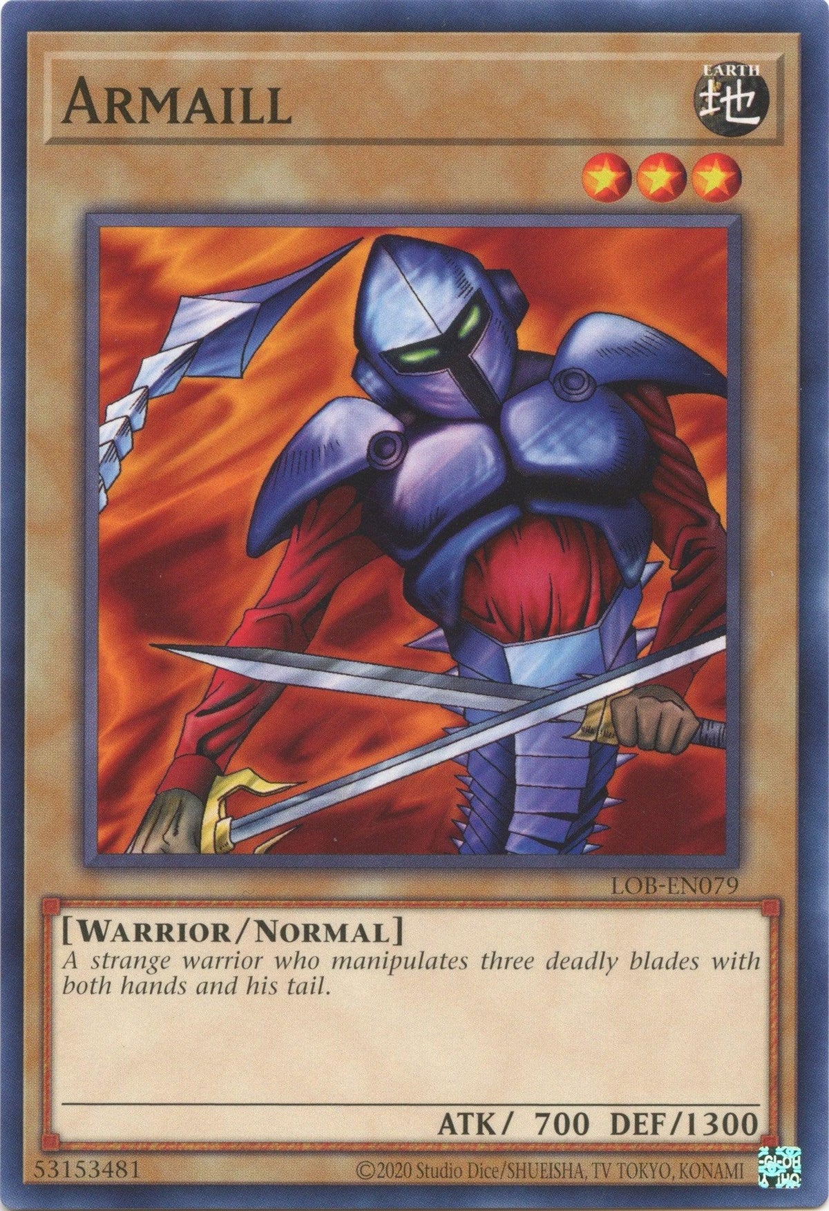 Common, Earth, Legend of Blue Eyes White Dragon (25th Anniversary Edition), Normal Monster, Unlimited, Warrior Armaill (25th Anniversary) [LOB-EN079] Common - Trading Card World