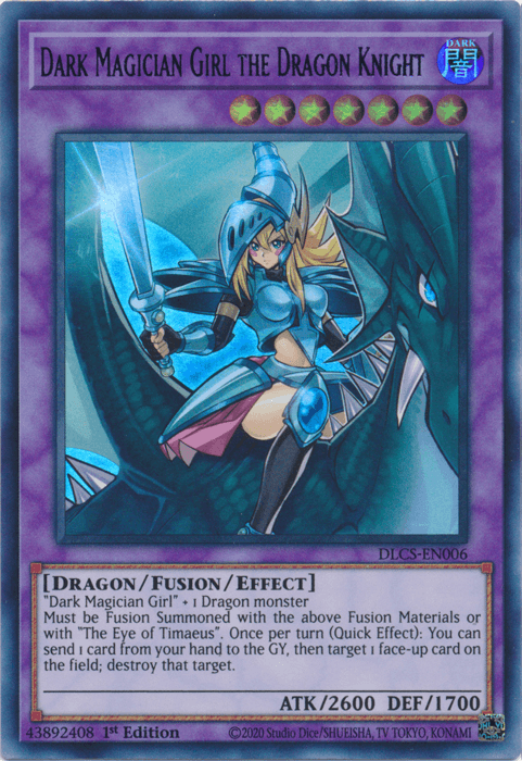 1st Edition, Dark, Dragon, Dragons of Legend: The Complete Series, Fusion/Effect Monster, Ultra Rare Dark Magician Girl the Dragon Knight (Purple) [DLCS-EN006] Ultra Rare - Trading Card World