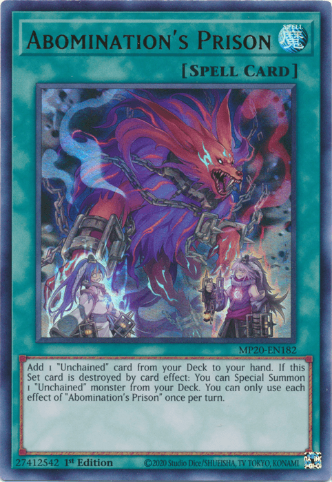 1st Edition, 2020 Tin of Lost Memories, Normal Spell, Spell, Ultra Rare Abomination's Prison [MP20-EN182] Ultra Rare - Trading Card World