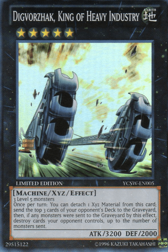 Earth, Limited, Machine, Super Rare, Xyz/Effect Monster, Yu-Gi-Oh! Championship Series Prize Cards Digvorzhak, King of Heavy Industry [YCSW-EN005] Super Rare - Trading Card World