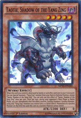 1st Edition, 2015 Mega-Tins Mega Pack, Dark, Effect Monster, Super Rare, Wyrm Taotie, Shadow of the Yang Zing [MP15-EN150] Super Rare - Trading Card World