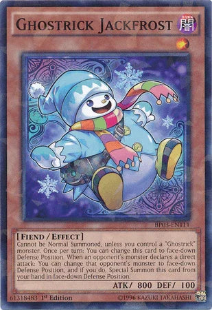 1st Edition, Battle Pack 3: Monster League, Dark, Effect Monster, Fiend, Shatterfoil Rare Ghostrick Jackfrost [BP03-EN111] Shatterfoil Rare - Trading Card World