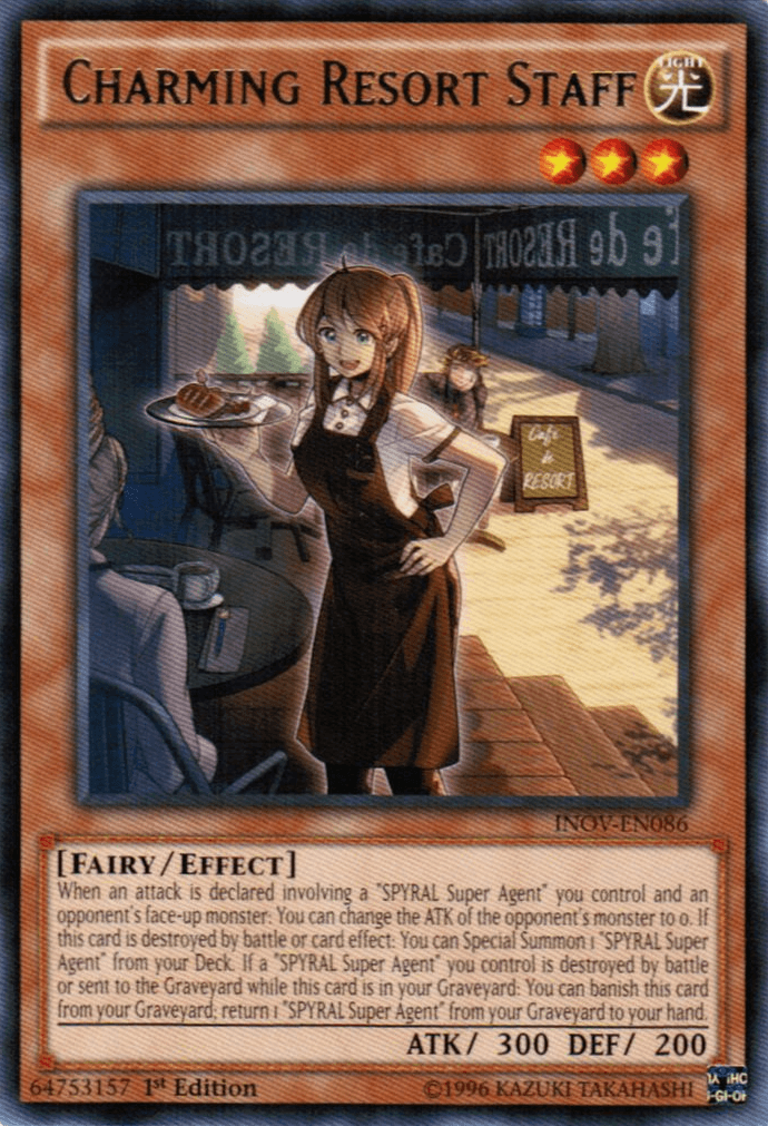 1st Edition, Effect Monster, Fairy, Invasion: Vengeance, Light, Rare, Unlimited Charming Resort Staff [INOV-EN086] Rare - Trading Card World