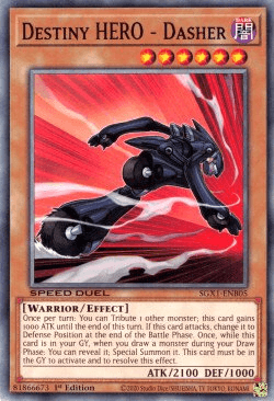 1st Edition, Common, Dark, Effect Monster, Speed Duel GX: Duel Academy Box, Warrior Destiny HERO - Dasher [SGX1-ENB05] Common - Trading Card World