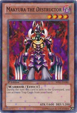 1st Edition, Battle Pack: Epic Dawn, Dark, Effect Monster, Starfoil Rare, Unlimited, Warrior Makyura the Destructor [BP01-EN180] Starfoil Rare - Trading Card World