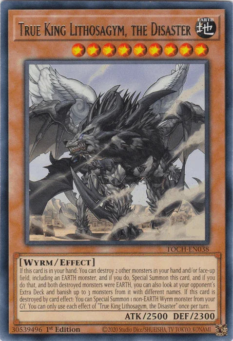 1st Edition, Earth, Effect Monster, Rare, Toon Chaos, Unlimited, Wyrm True King Lithosagym, the Disaster [TOCH-EN038] Rare - Trading Card World