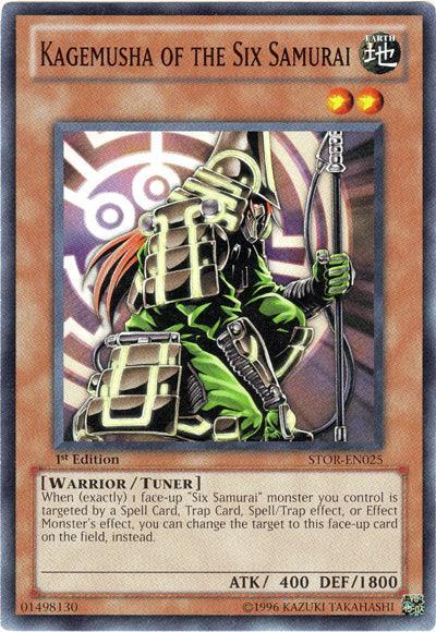 1st Edition, Common, Earth, Storm of Ragnarok, Tuner Monster, Unlimited, Warrior Kagemusha of the Six Samurai [STOR-EN025] Common - Trading Card World