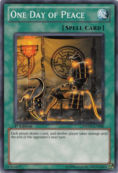 1st Edition, Common, Normal Spell, Photon Shockwave, Spell, Unlimited One Day of Peace [PHSW-EN060] Common - Trading Card World
