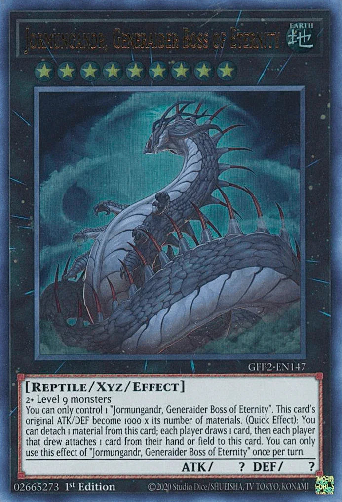 1st Edition, Earth, Ghosts From the Past: The 2nd Haunting, Reptile, Ultra Rare, Xyz/Effect Monster Jormungandr, Generaider Boss of Eternity [GFP2-EN147] Ultra Rare - Trading Card World