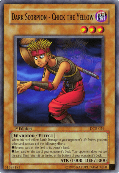 1st Edition, Common, Dark, Dark Crisis, Effect Monster, Unlimited, Warrior Dark Scorpion - Chick the Yellow [DCR-026] Common - Trading Card World