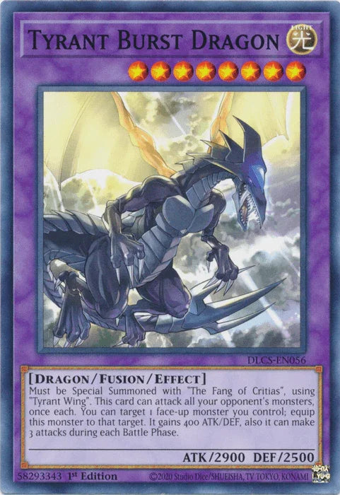 1st Edition, Common, Dragon, Dragons of Legend: The Complete Series, Fusion/Effect Monster, Light Tyrant Burst Dragon [DLCS-EN056] Common - Trading Card World