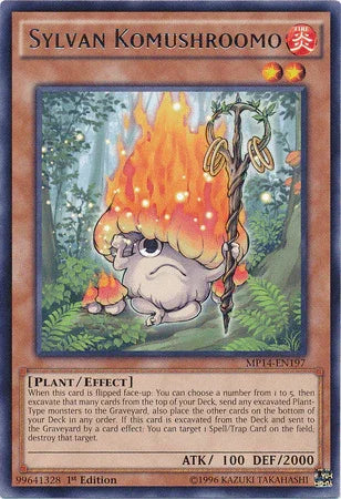 1st Edition, 2014 Mega-Tins Mega Pack, Effect Monster, Fire, Plant, Rare Sylvan Komushroomo [MP14-EN197] Rare - Trading Card World