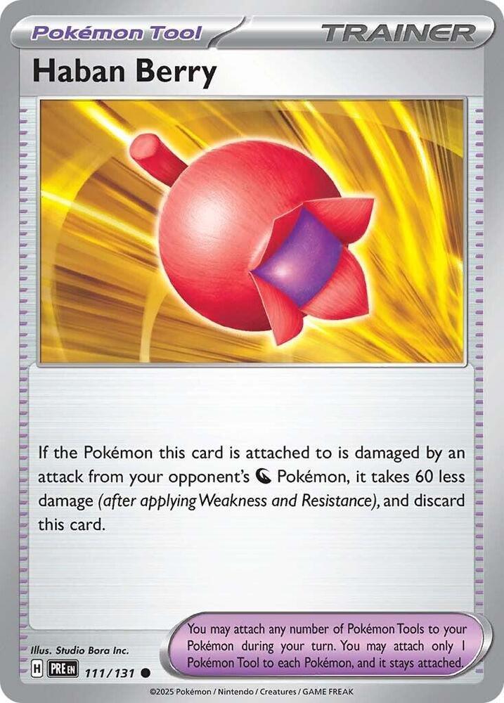 111, Common, Normal, Pokemon Tool, Reverse Holofoil, Scarlet & Violet: Prismatic Evolutions Haban Berry (111/131) [Scarlet & Violet: Prismatic Evolutions] - Trading Card World