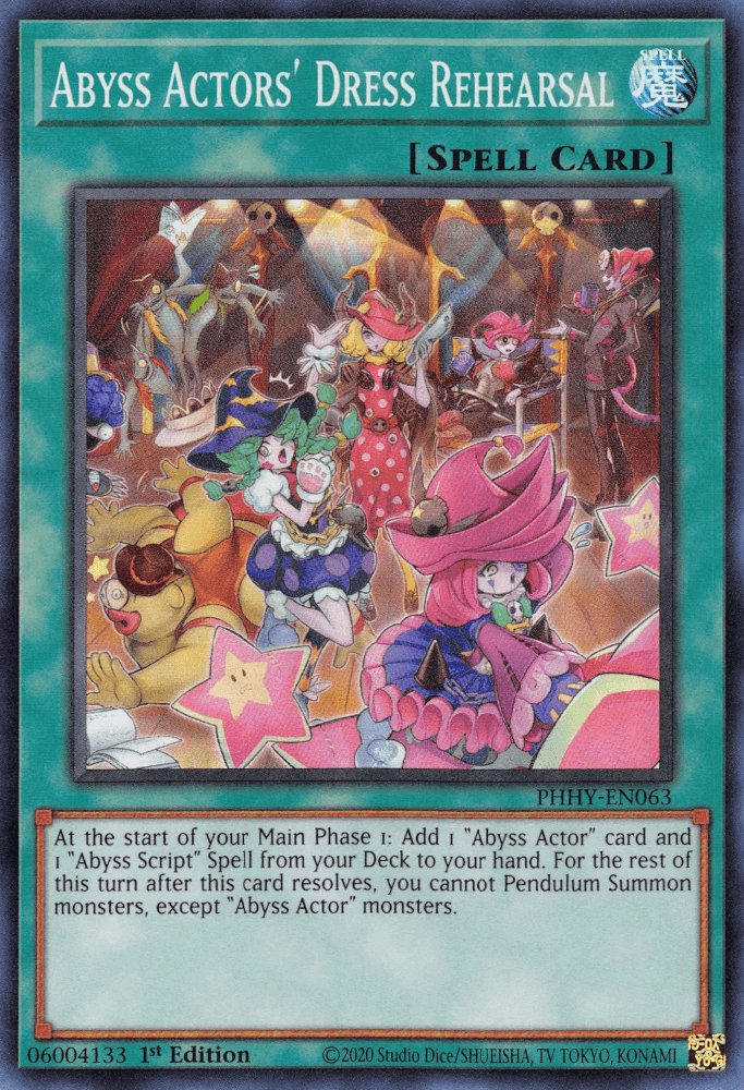 1st Edition, Normal Spell, Photon Hypernova, Spell, Super Rare Abyss Actors' Dress Rehearsal [PHHY-EN063] Super Rare - Trading Card World