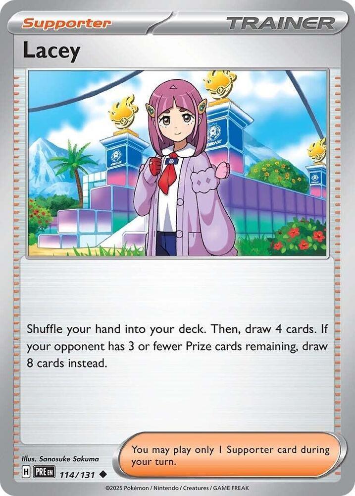 114, Normal, Reverse Holofoil, Scarlet & Violet: Prismatic Evolutions, Supporter, Uncommon Lacey (114/131) [Scarlet & Violet: Prismatic Evolutions] - Trading Card World
