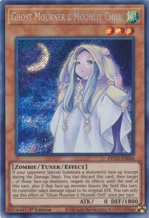 1st Edition, Eternity Code, Secret Rare, Tuner/Effect Monster, Wind, Zombie Ghost Mourner & Moonlit Chill [ETCO-EN036] Secret Rare - Trading Card World